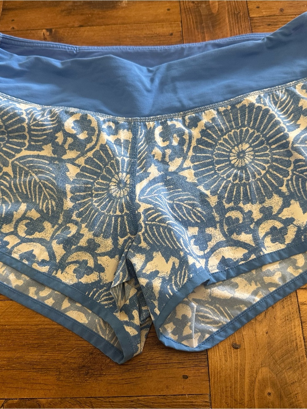 lululemon athletica Blue and White Floral Athletic Shorts